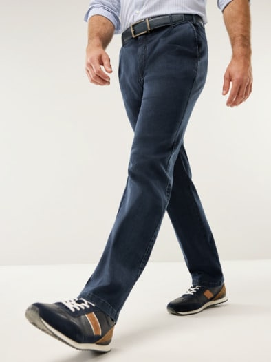 Extraglatt Flex-Bundfaltenjeans Blue