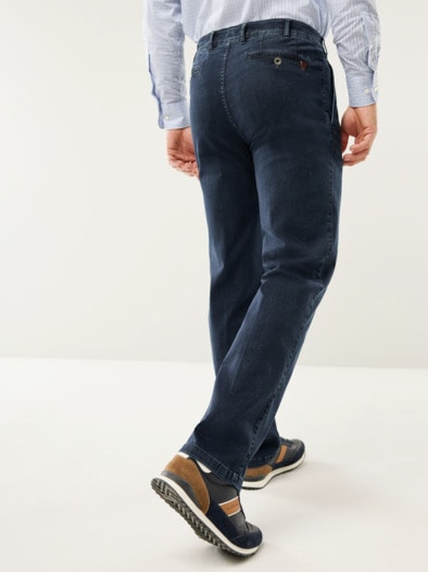 Extraglatt Flex-Bundfaltenjeans Blue