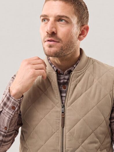 gesteppte Weste aus Cord Beige