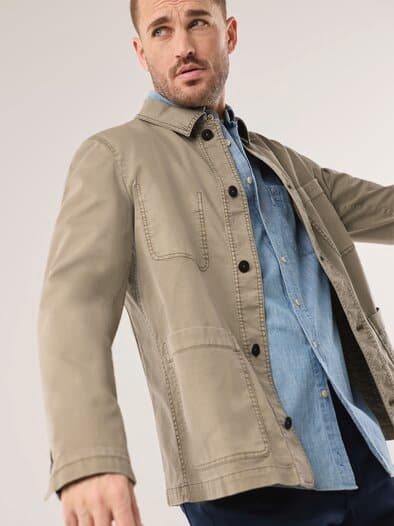 Baumwoll Hemdjacke Beige