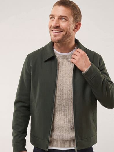 Blouson aus Wollmischung Oliv