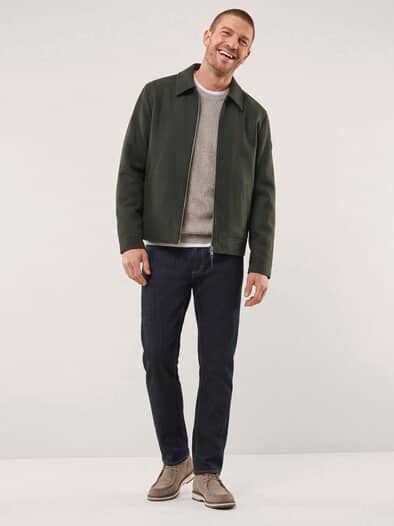 Blouson aus Wollmischung Oliv