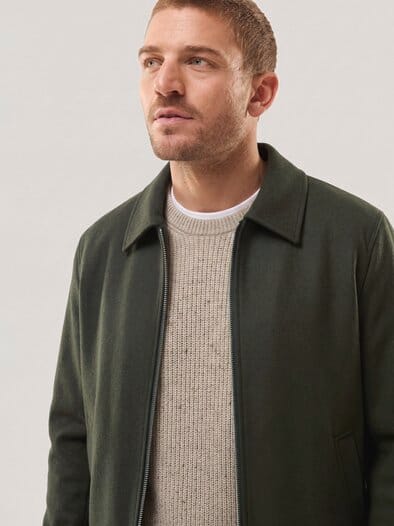 Blouson aus Wollmischung Oliv