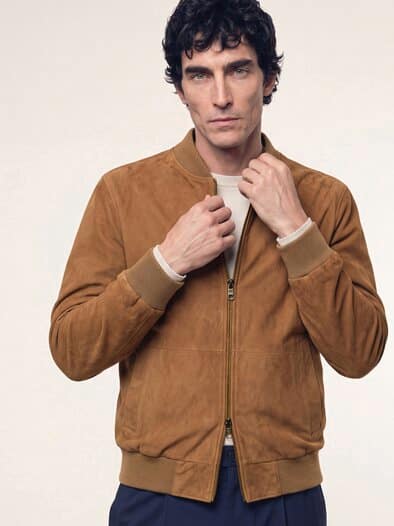 Blouson aus Ziegenvelours Cognac