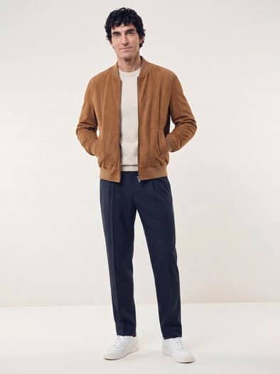 Blouson aus Ziegenvelours Cognac