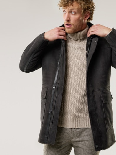 Lammfell Parka Tabak