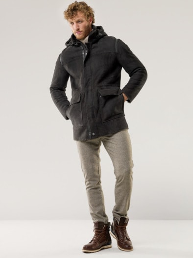 Lammfell Parka Tabak