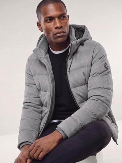 Steppjacke in Veloursoptik Silbergrau