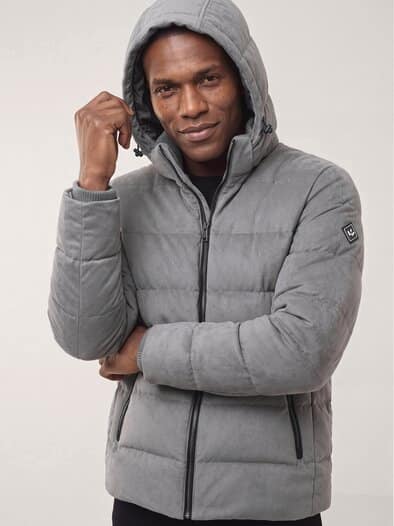 Steppjacke in Veloursoptik Silbergrau