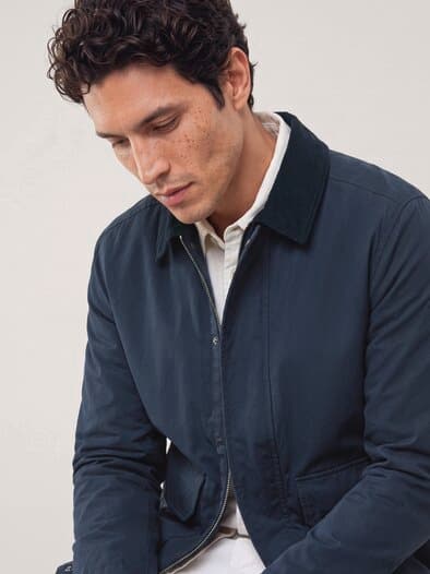 Jacke aus Baumwollmix m. Cordkragen Marine