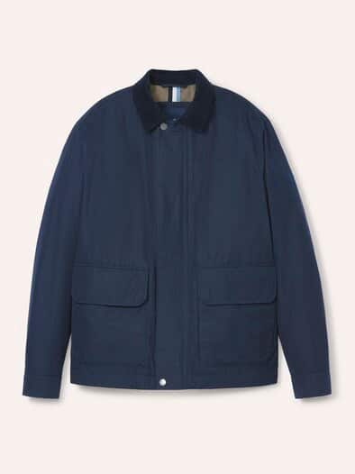 Jacke aus Baumwollmix m. Cordkragen Marine