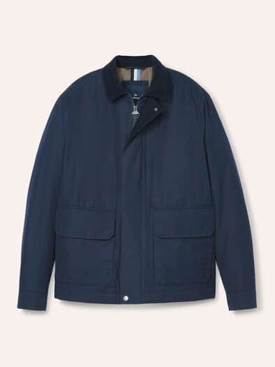 Jacke aus Baumwollmix m. Cordkragen Marine