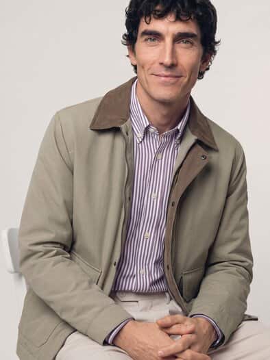 Jacke aus Baumwollmix m. Cordkragen Sand