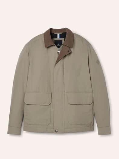 Jacke aus Baumwollmix m. Cordkragen Sand