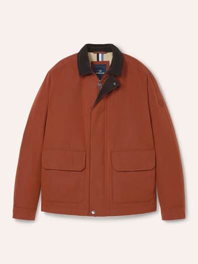 Jacke aus Baumwollmix m. Cordkragen Rotbraun