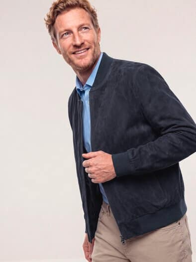 Blouson aus Ziegenvelours Marine