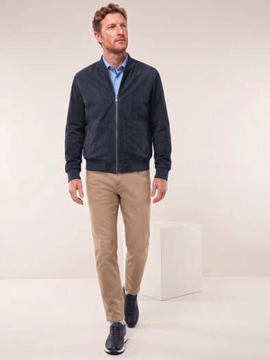 Blouson aus Ziegenvelours Marine