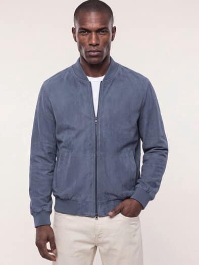 Blouson aus Ziegenvelours Rauchblau
