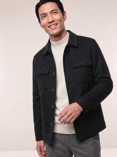 Doubleface Hemdjacke Schwarz