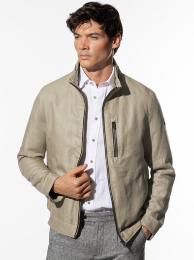 Leinenblouson Leicht und Luftig Beige