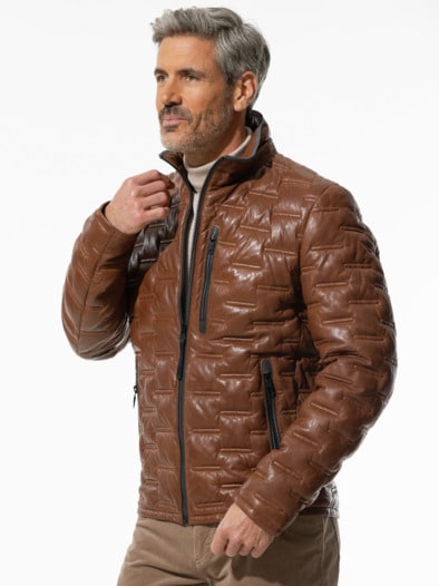 Lammleder Leichtsteppjacke Cognac