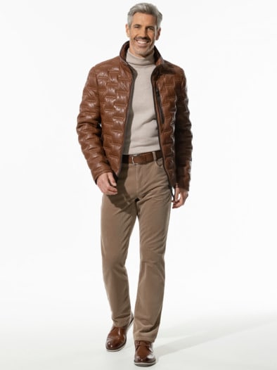 Lammleder Leichtsteppjacke Cognac