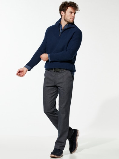 Gürtel-Chino Wool-Look Graublau