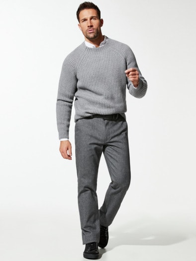 Gürtel-Chino Wool-Look Mittelgrau