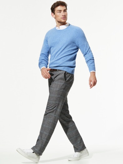 Gürtel-Chino Wool-Look Kariert