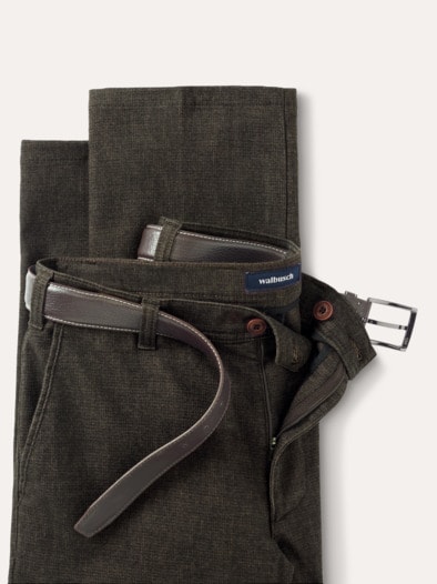 Gürtel-Chino Wool-Look Dunkelbraun