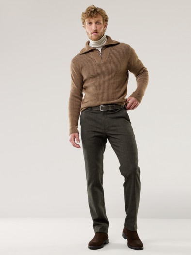 Gürtel-Chino Wool-Look Dunkelbraun