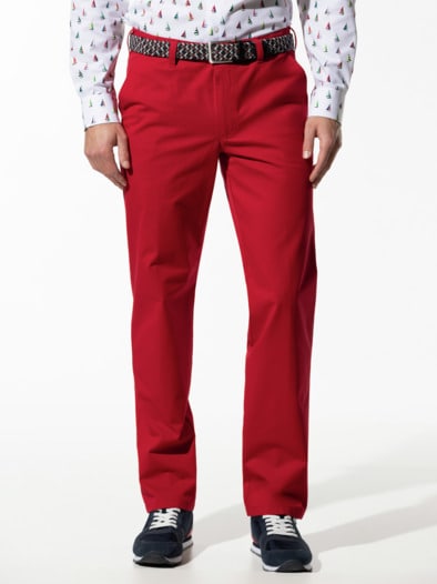 Extraglatt-Stretchbund-Chino Rot