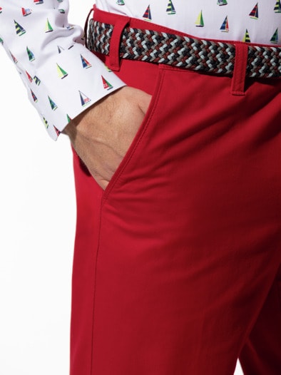Extraglatt-Stretchbund-Chino Rot