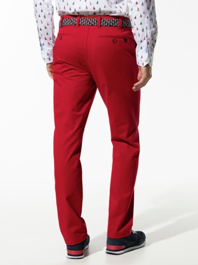 Extraglatt-Stretchbund-Chino Rot