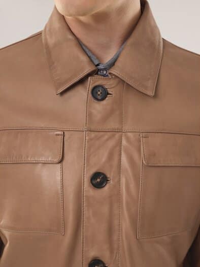 Multitaschen Lederjacke Cognac