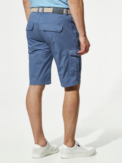 Extraglatt Gürtel Cargo-Bermudas Mittelblau