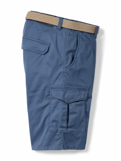 Extraglatt Gürtel Cargo-Bermudas Mittelblau