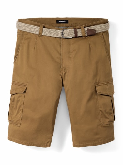 Extraglatt Gürtel Cargo-Bermudas Curry