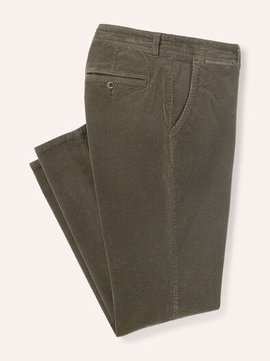 Cordhose aus weicher Baumwolle Oliv