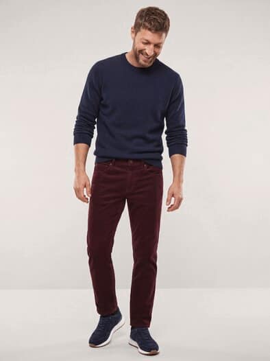 Five Pocket aus feinem Cord Bordeaux