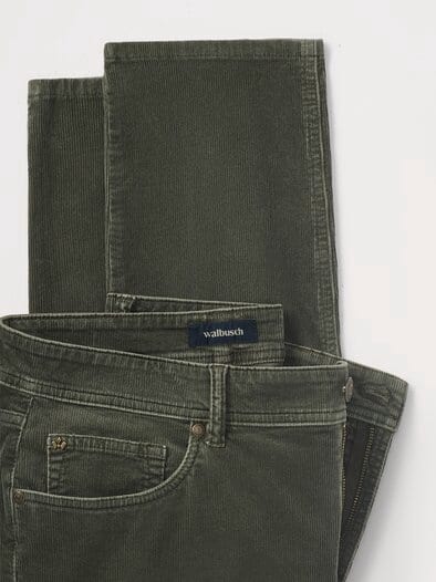 Five Pocket aus feinem Cord Oliv