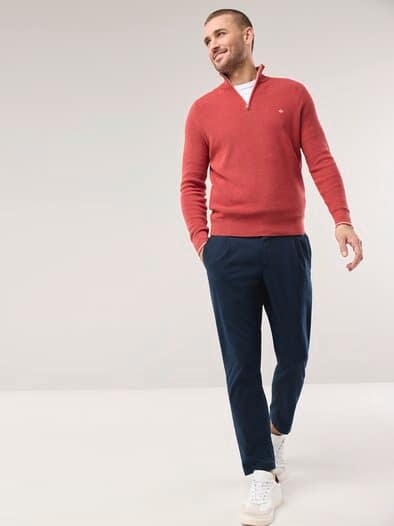 Bundfalten-Chino Feinstruktur Marine