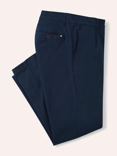 Bundfalten-Chino Feinstruktur Marine