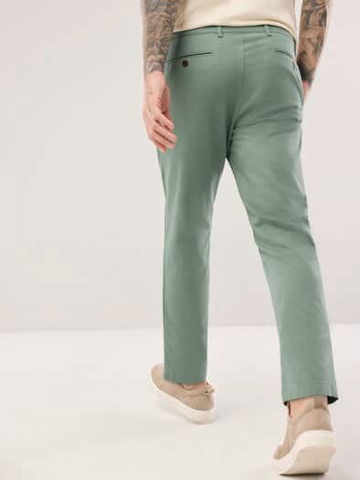 Bundfalten-Chino Feinstruktur Salbei