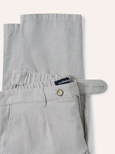 Wohlfühl Leinen-Hose Hellgrau gestreift