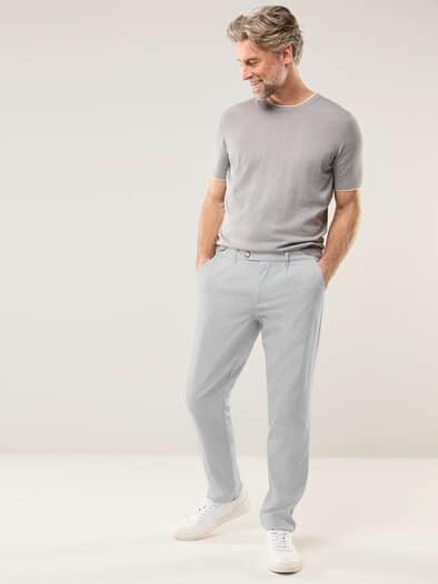 Wohlfühl Leinen-Hose Hellgrau gestreift