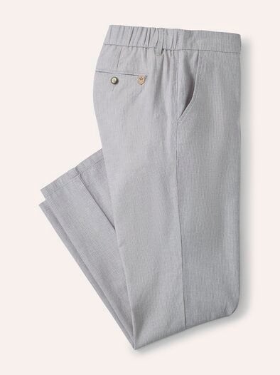 Wohlfühl Leinen-Hose Hellgrau gestreift