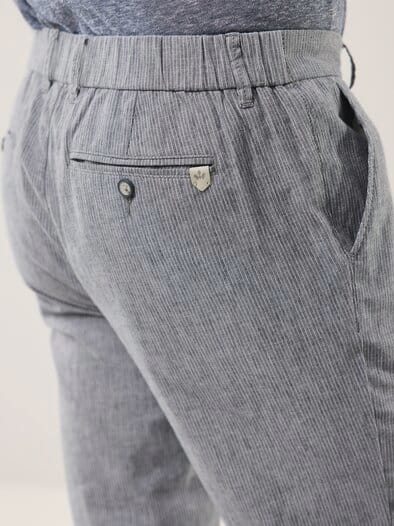 Wohlfühl Leinen-Hose Blau gestreift