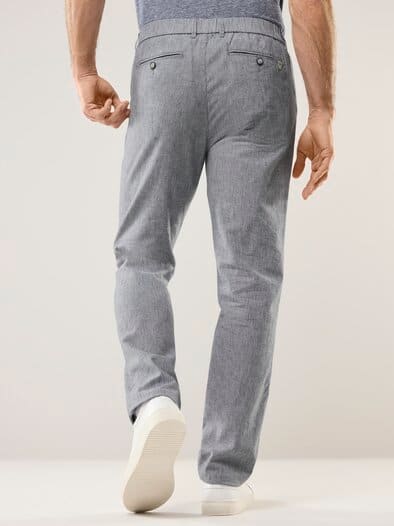 Wohlfühl Leinen-Hose Blau gestreift