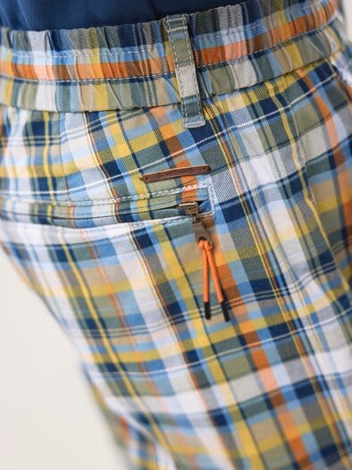 Urlaubs-Bermudas Baumwollstretch Blau kariert